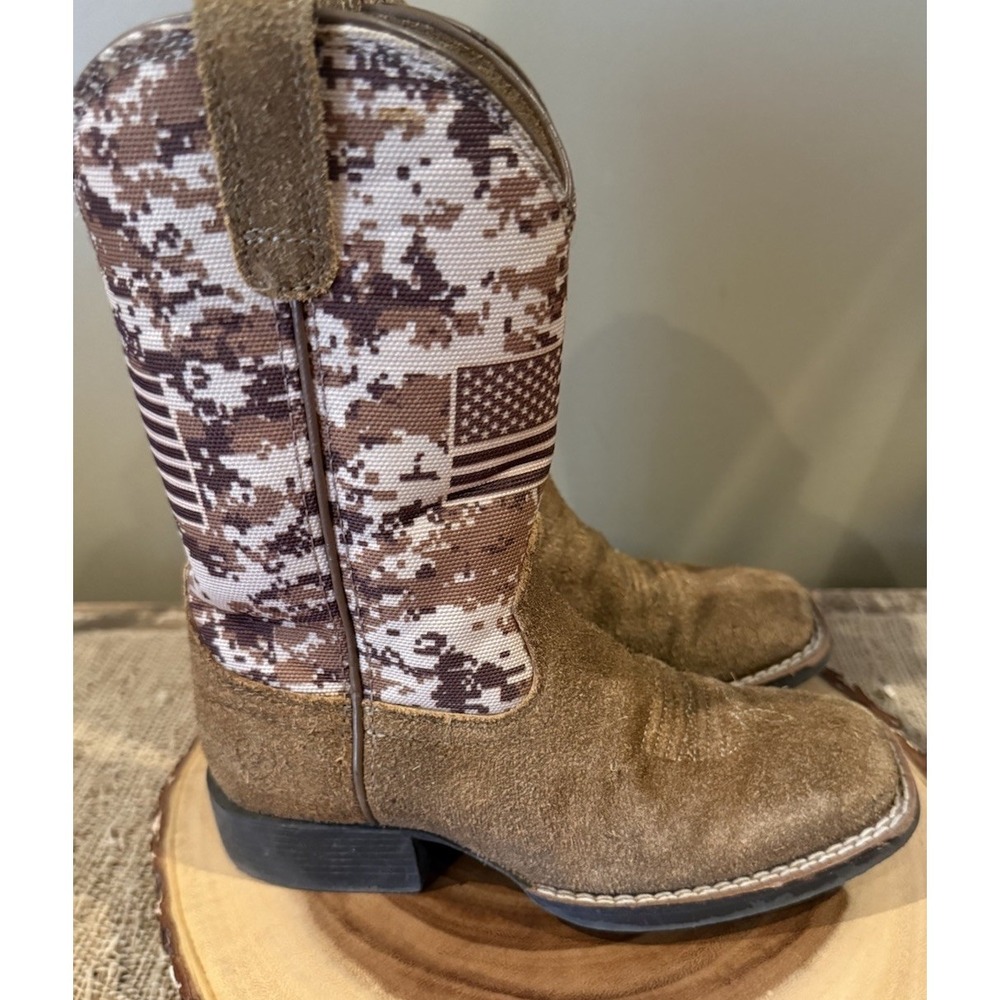 Ariat Kids Sport Patriot Western Boots Camo American Flag Brown Sz-11 - Picture 6 of 15